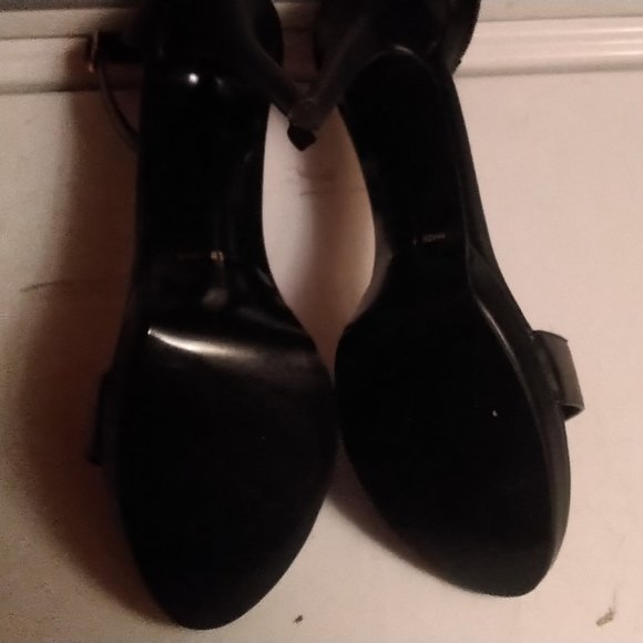 YDN Black Ankle Strap Open Toe High Heels Size 14w - Picture 4 of 8
